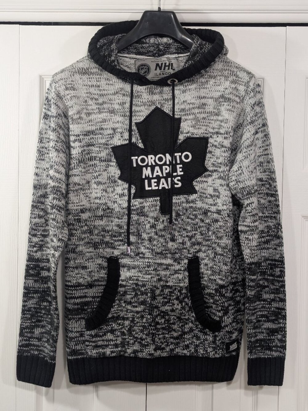 NHL Toronto Maple Leafs Grey and Black Knitted Hoodie - Size M